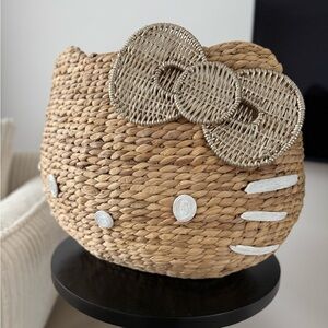 Hello Kitty Woven Hamper in Natural Tan - Like New Condition